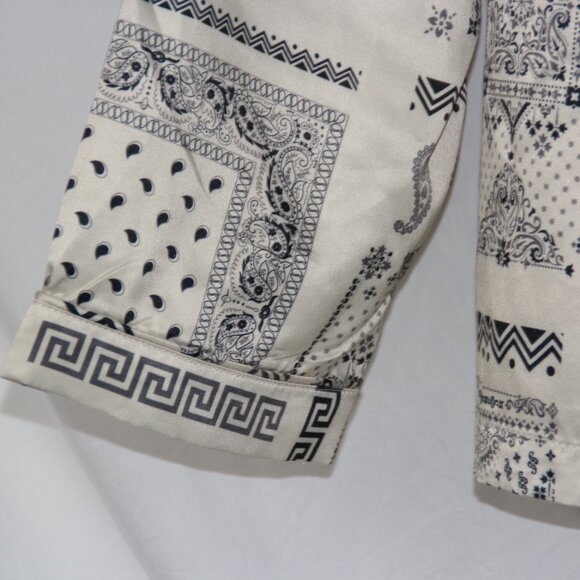 Dogg Supply Men’s White/Black Geometric Long Sleeve Button Up Shirt Size Medium - Picture 5 of 11